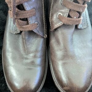 Aquatalia Dark Brown Leather Lace Up/Zip Boots. W8.5